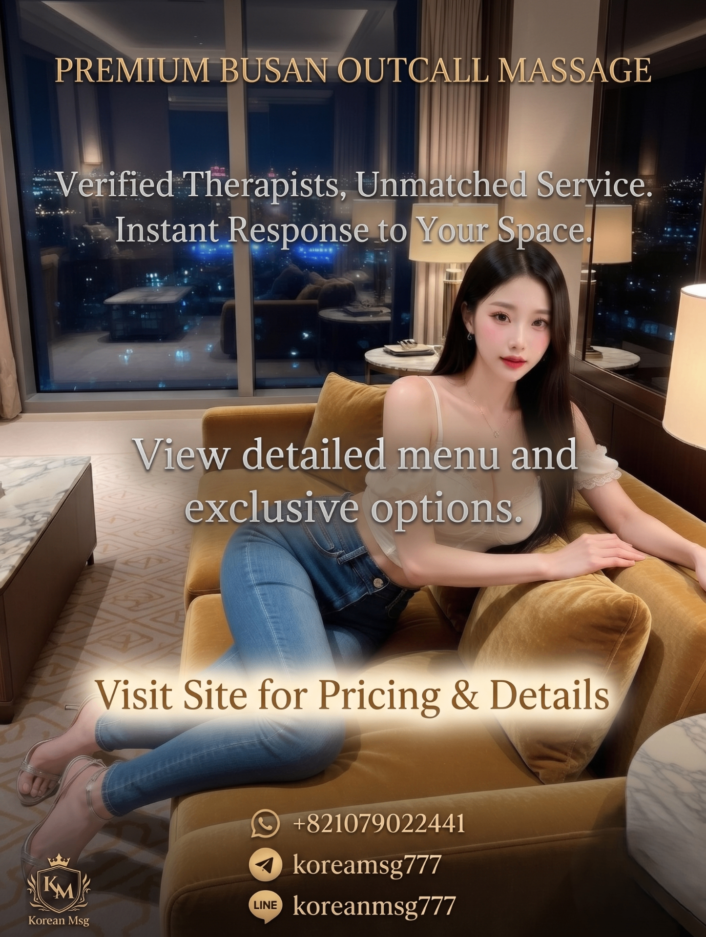 Premium Busan outcall massage suite at night